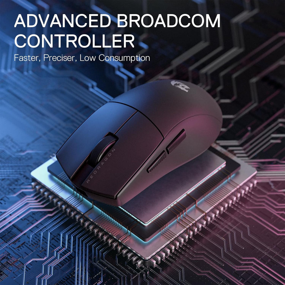 Redragon M916 PRO 3-Modus Wireless Gaming Maus, 49G Ultra-Leicht 26K DPI Maus mit Ergonomischem Natü