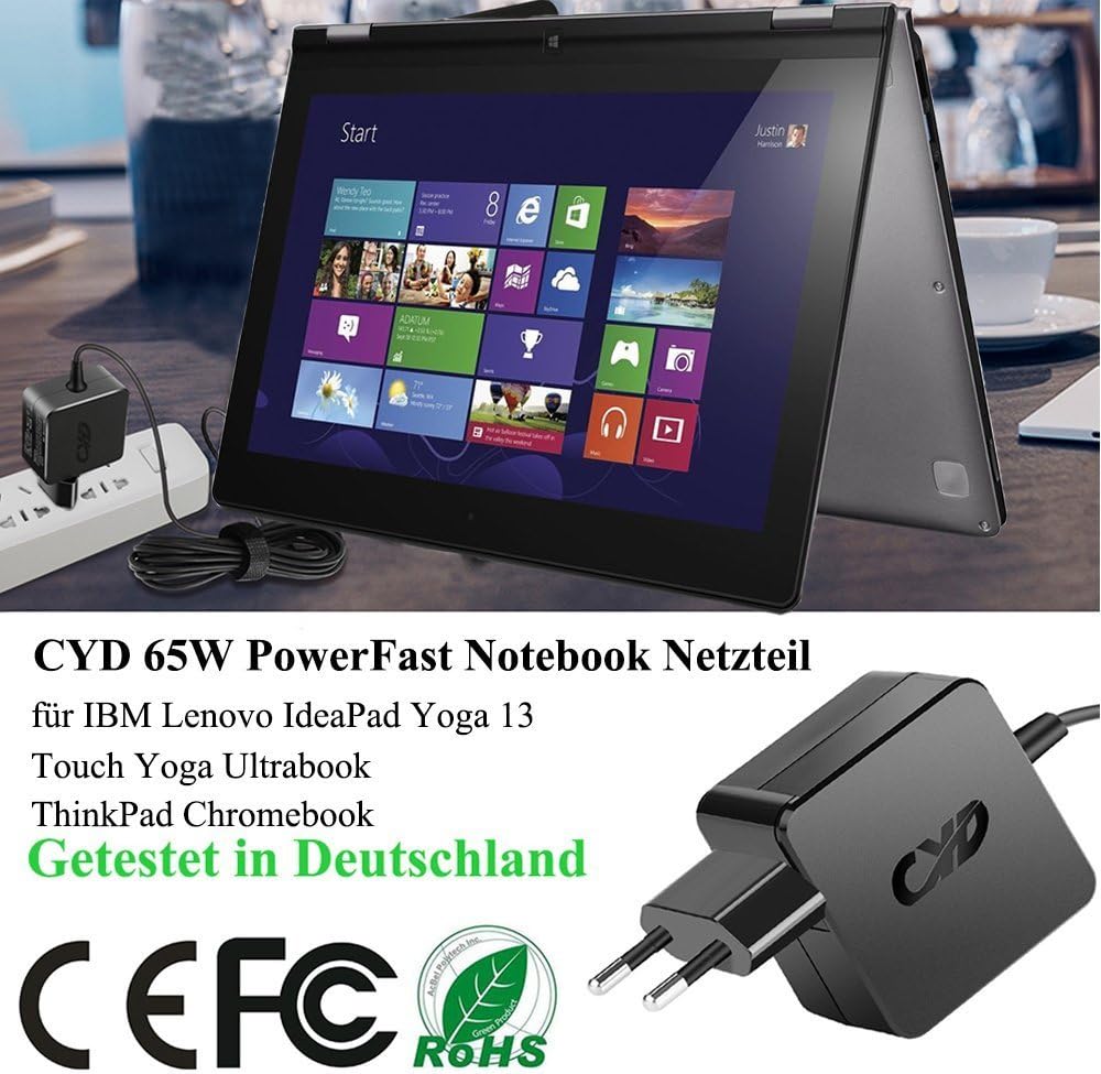 CYD 45W 20V 2.25A Notebook Netzteil-Ladegerät für Lenovo-Ladekabel-Laptop Yoga 20CD00AYUS Yoga 370 t