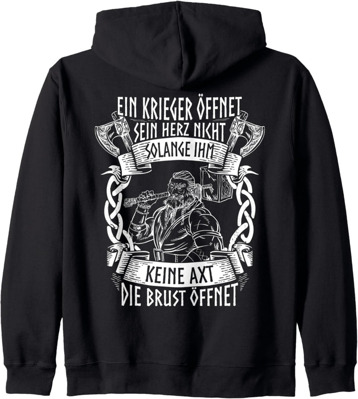 Ein Krieger öffnet sein Herz nicht I Wikinger Spruch I Odin Kapuzenjacke