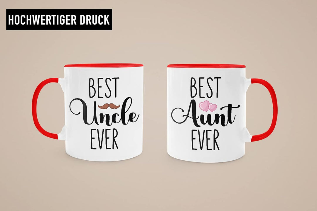 Trendation - Bester Onkel und Beste Tante Geschenk Set Tassen Geschenkidee für Tante und Onkel Gebur