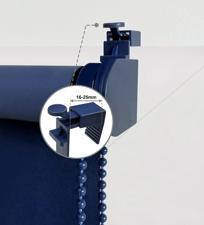 OBdeco Verdunkelungsrollo Thermorollo 80x210cm Dunkelblau ohne Bohren mit gleichfarbige Beschichtung