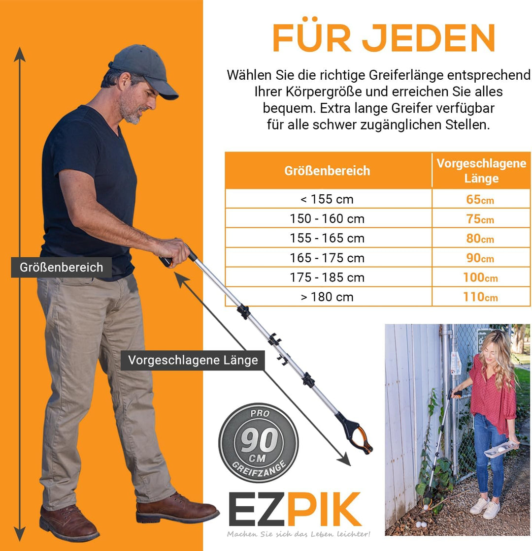 EZPIK 2 x 90 cm Greifer für Senioren mit Magnet-Greifarm, Robuste Greifzangen für Menschen mit Behin