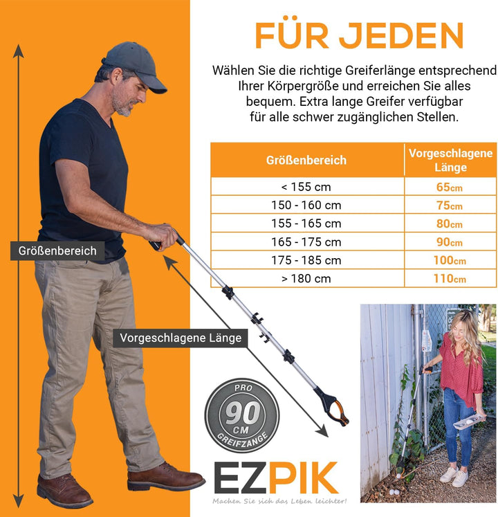 EZPIK 2 x 90 cm Greifer für Senioren mit Magnet-Greifarm, Robuste Greifzangen für Menschen mit Behin