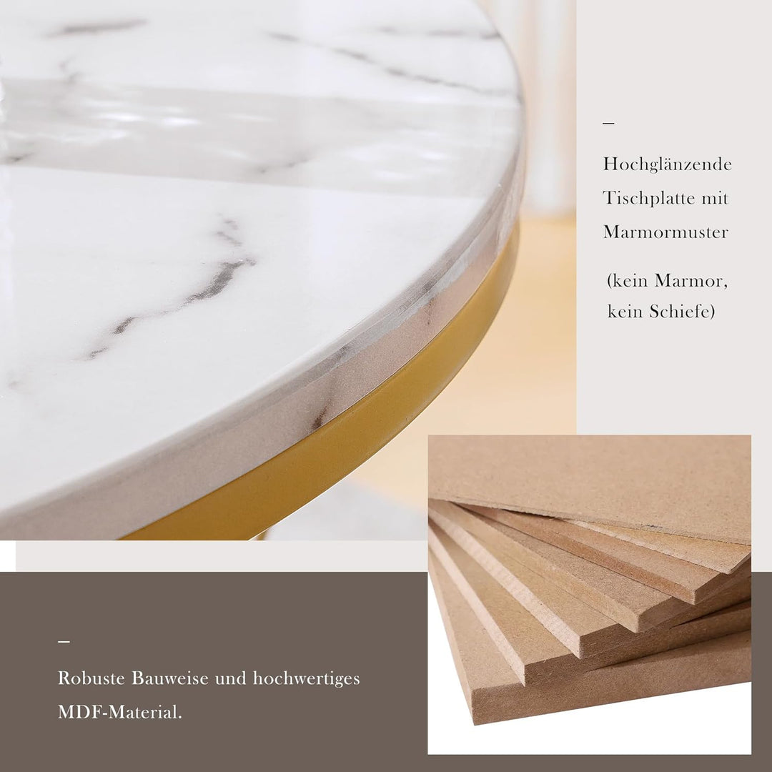 Merax Couchtisch 2er Set, Hochglanz Wohnzimmertisch mit Stauraum, Coffee Table für Wohnzimmer, Balko