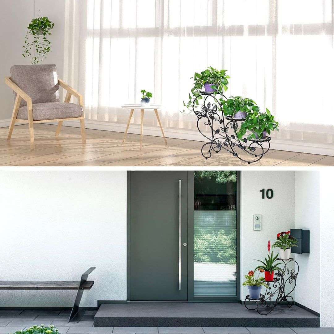 HLC Pflanzenständer aus Metall, 3 Ebenen, hohe Blumentopf-Ausstellungsständer, Ecke, Innen- und Auss