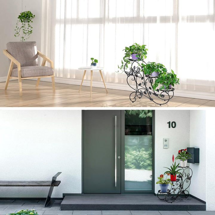 HLC Pflanzenständer aus Metall, 3 Ebenen, hohe Blumentopf-Ausstellungsständer, Ecke, Innen- und Auss