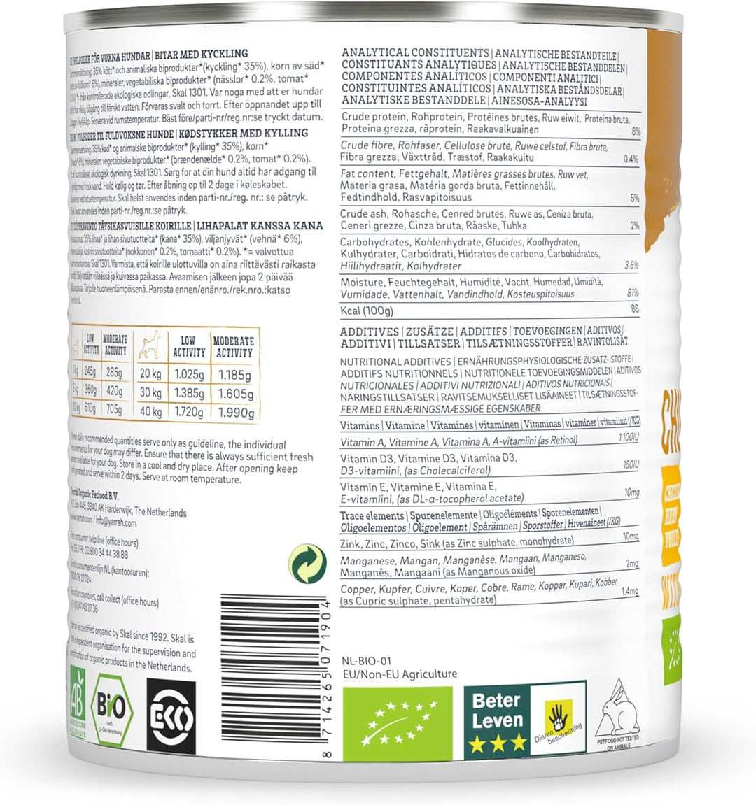YARRAH Bio Hundefutter Bröckchen Huhn, Brennessel, Tomate 820 g, 6er Pack (6 x 820 g) Huhn, Brenness