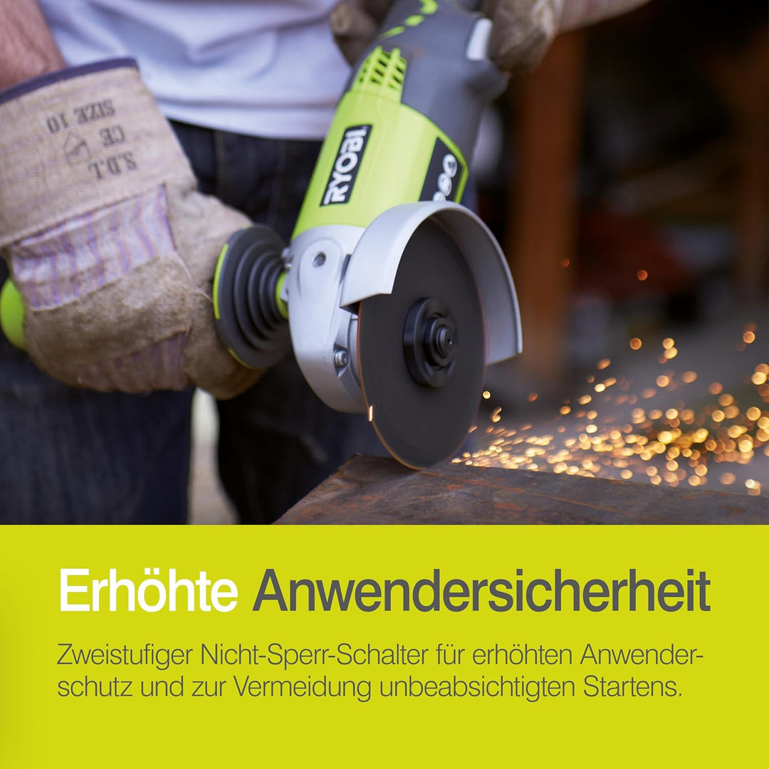 RYOBI 18 V ONE+ Akku-Winkelschleifer R18AG-0 (Bohrungsdurchmesser 22mm, Scheibendurchmesser 115 mm,