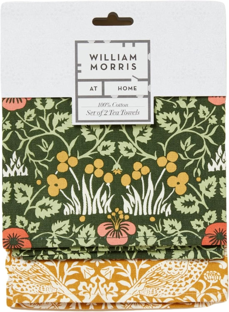 William Morris At Home Useful & Beautiful FG6847 Luxus-Set aus 2 Küchentüchern, 65 x 44,5 cm, rosa u