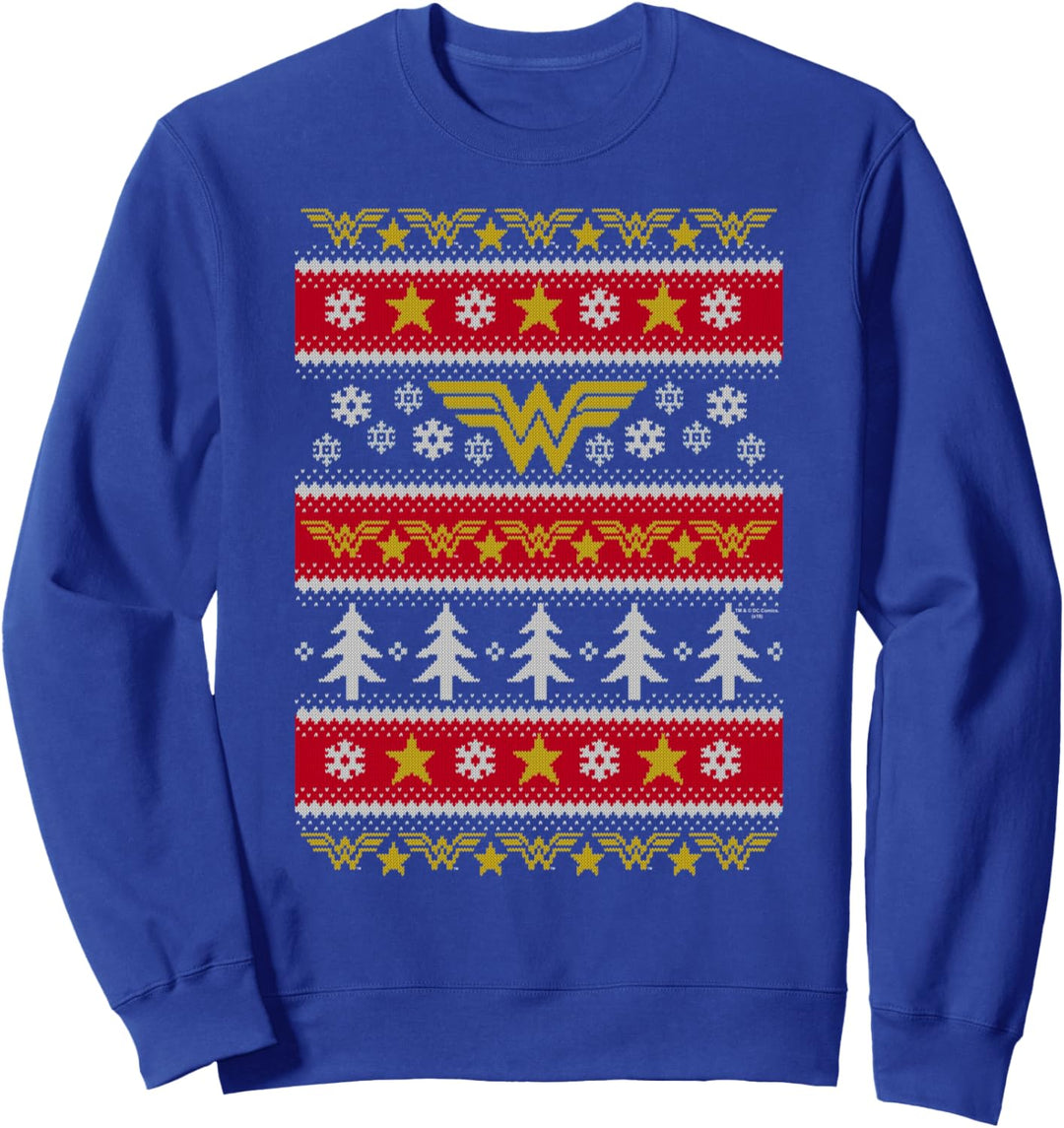 Wonder Woman Christmas Sweater Red Pattern Weihnachten Sweatshirt