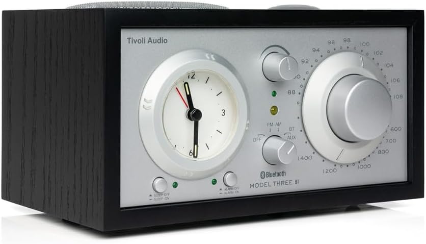 Tivoli Audio Model Three Bluetooth UKW-/MW-Radiowecker (Schwarz / Silber), Schwarz / Silber