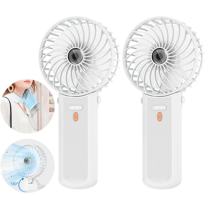 Lepwings Handventilator, 2 Stück Mini Ventilator USB Wiederaufladbar, 5,5-16 Std. Laufzeit, 4 Windge