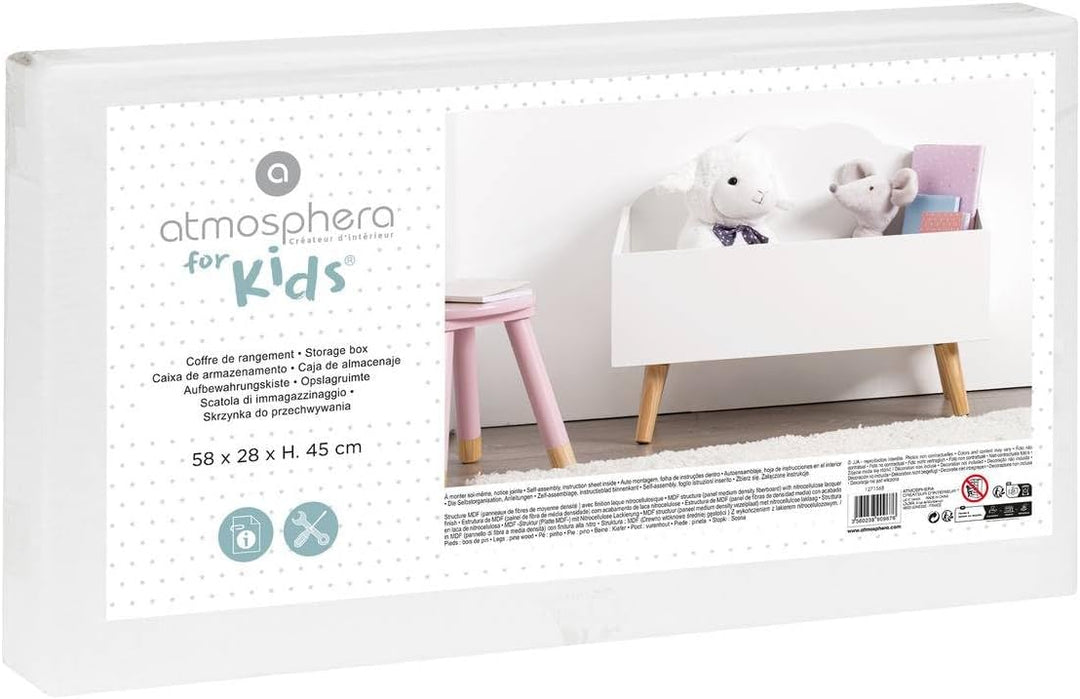 Kindertruhe Wolke weiss - Weiss - Atmosphera créateur d'intérieur L. 58 x l. 45 x H. 28 cm Weiss, L.