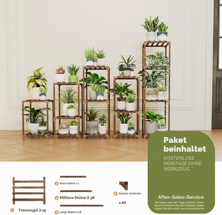 Bamworld 5 Sets von Paket-Pflanzenständer-Kombination, für Innen- und Aussenbereich, Pflanzenständer