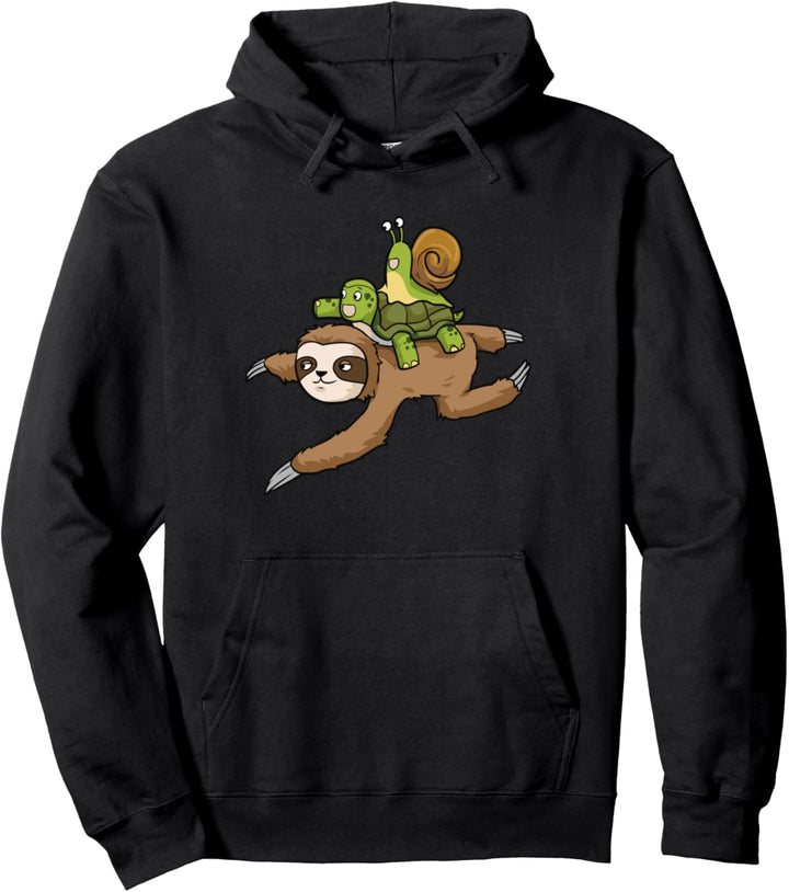Langsame Freunde - Schnecke Schildkröte Faultier Pullover Hoodie