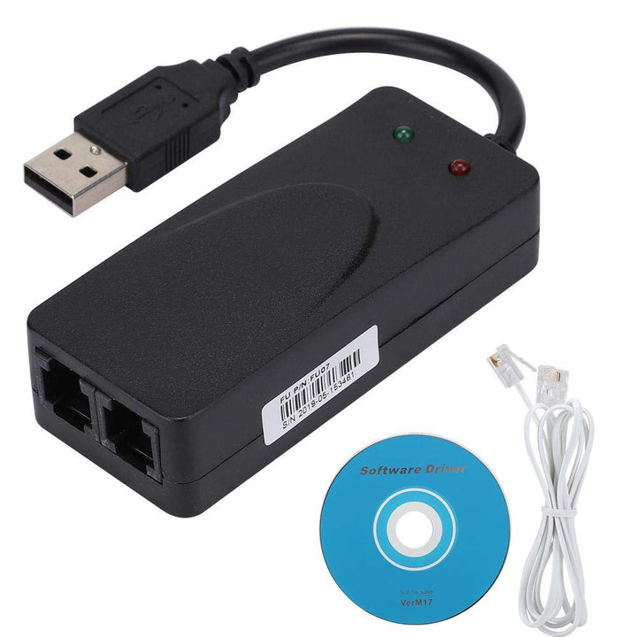 ASHATA Faxmodem 56K,Dual Port USB2.0 56K Externes Faxmodem USB Modem für 98/2000/ME/XP/Vista/CE5.0/1