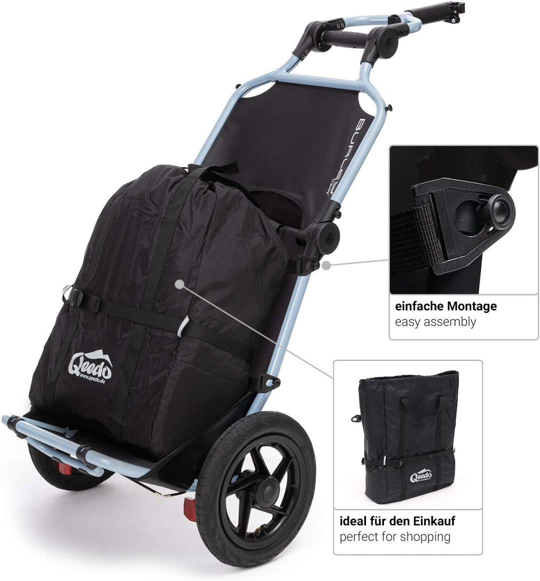 Qeedo Travoy Fahrrad Lastenanhänger (2020) Set Shopping Bag - Cool Grey