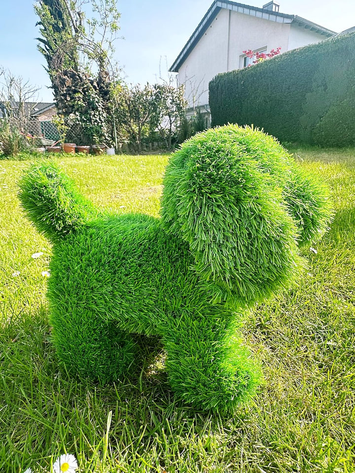 Innovative Kunstwerk Figuren aus Kunstrasen Hase Bär Hund Tier Garten Dekoration Gras Deko (Hund, 35