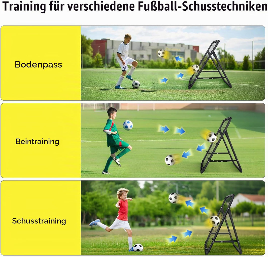MoKo Rebounder für Fussball, 100 x100 cm Fussball Rebounder Netz, Tragbares Rückprallnetz Fussbälle