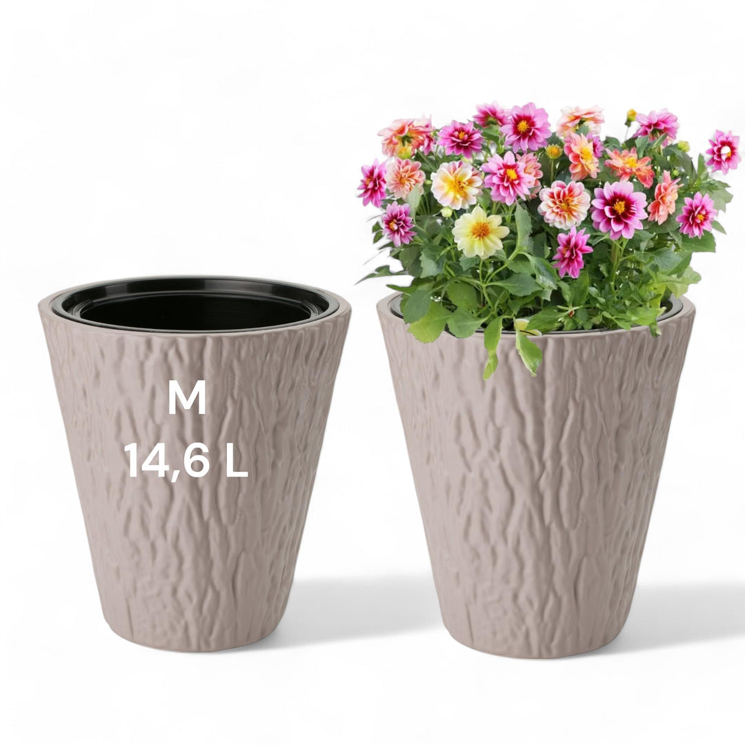 MELTOM Blumenkübel Blumentopf Rund Slim Pflanzkübel mit Herausnehmbaren Einsatz DEKORATIV (Taupe, M)