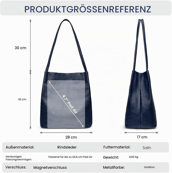Kattee Damen weiche Echtleder Totes Umhängetasche Geldbörsen und Handtaschen mit oberem Magnetversch