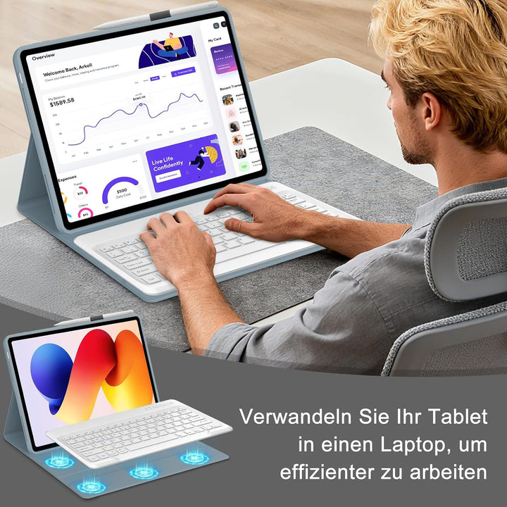 Tastatur Hülle für XIAOMI REDMI Pad 2 Pro 12.1"/Xiaomi Redmi Pad Pro 12.1", QWERTZ Deutsches Magneti