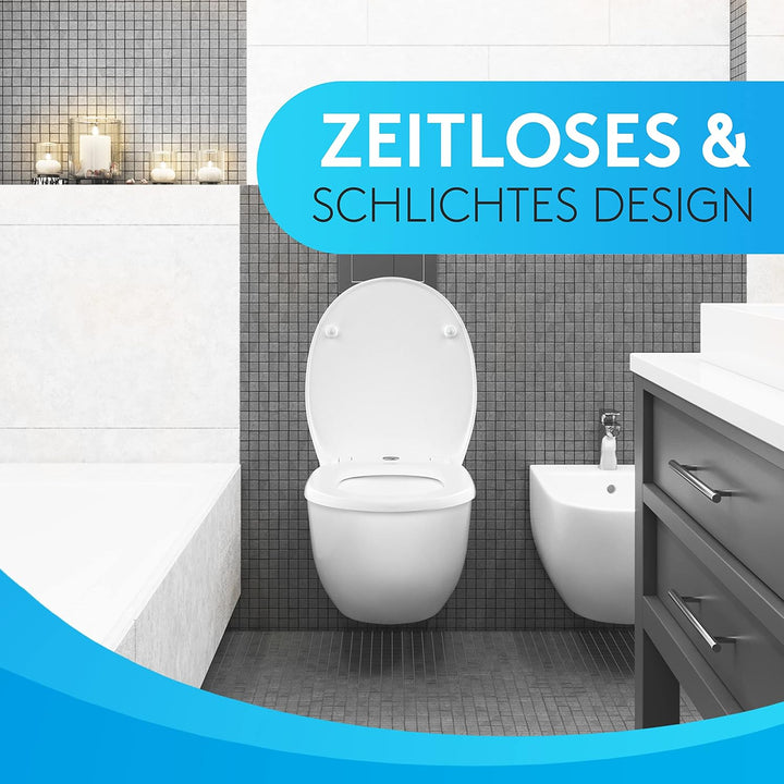 Comodo Toilettendeckel mit Absenkautomatik & Quick Release - Antibakterieller Klodeckel in O Form -