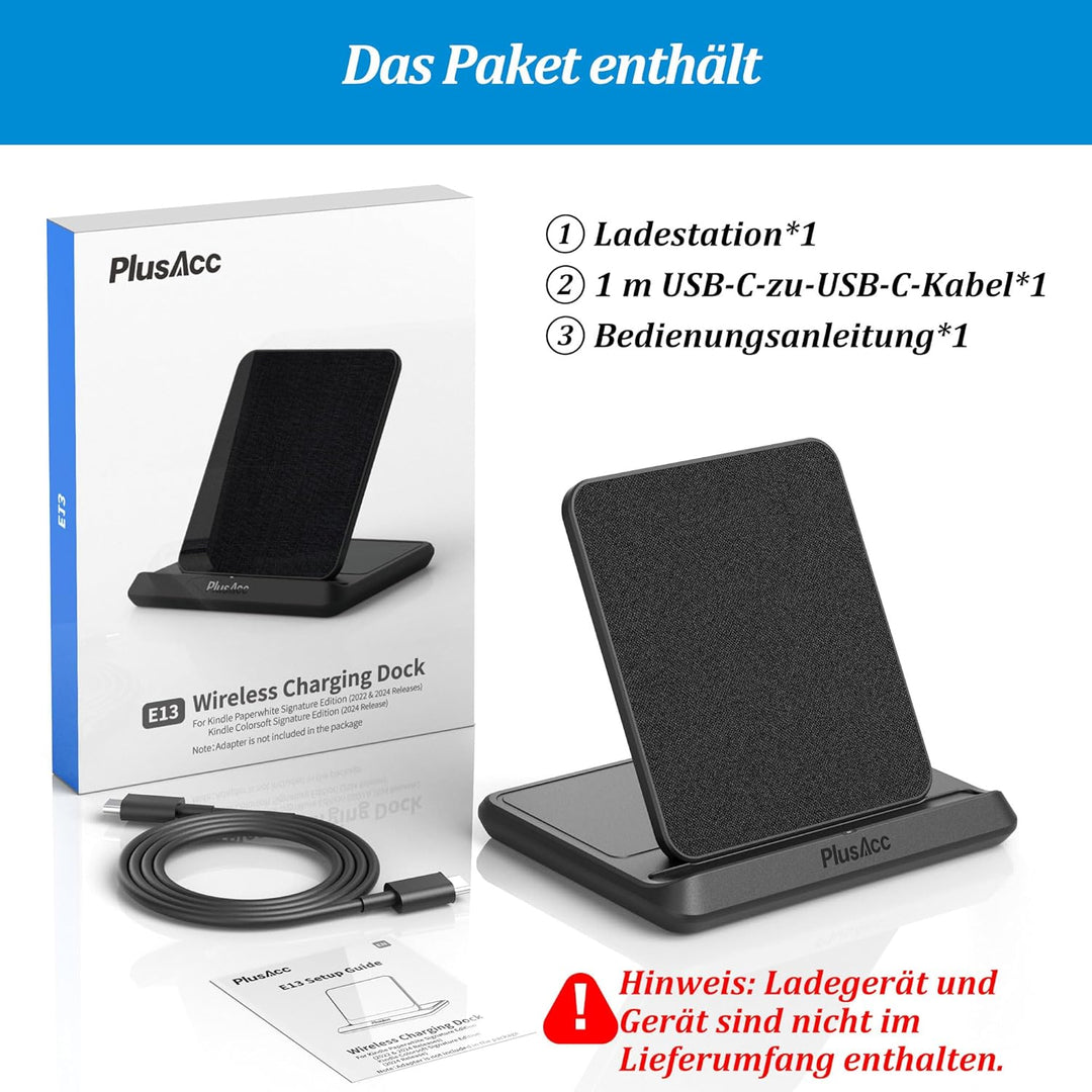 PlusAcc Kabelloses Ladedock für Kindle Paperwhite Signature Editions (Modelle 2022 und 2024) und Col