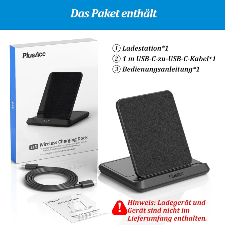 PlusAcc Kabelloses Ladedock für Kindle Paperwhite Signature Editions (Modelle 2022 und 2024) und Col