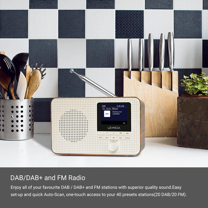 LEMEGA DR3 Tragbares DAB Plus/FM Digitalradio Batteriebetrieben,Radio Büro DAB Bluetooth, Kopfhörera