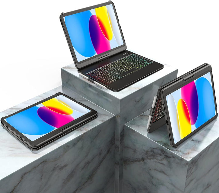 KARFUN Tastatur Hülle für iPad 10. Generation(10.9" 2022),360° drehbar iPad 10. Generation Hülle mit