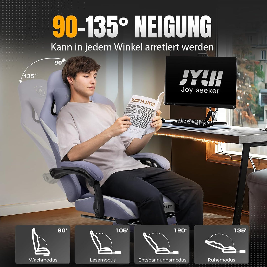 GTPLAYER Gaming Stuhl, Gamer Stuhl, Atmungsaktiver Bürostuhl aus Hochwertigem Stoff, Ergonomischer P