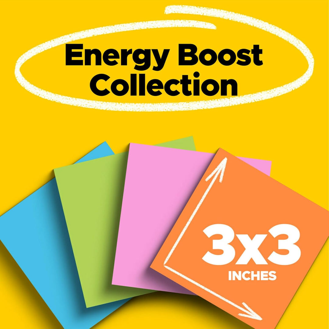 Post-it Super Sticky Notes, 3 in X 3 in, Rio de Janeiro Collection, 24 Pads, 70 SHEETS/Pad, Kabinett