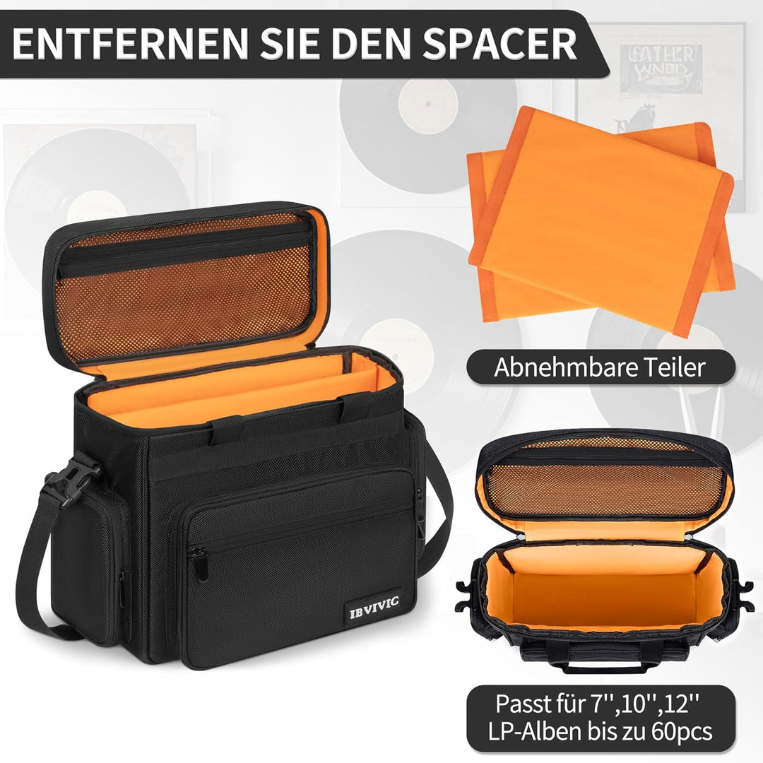 OUUTMEE Vinyl Tragetasche für Schallplatten,Wasserfeste Aufbewahrungstasche für Schallplatten für 7/