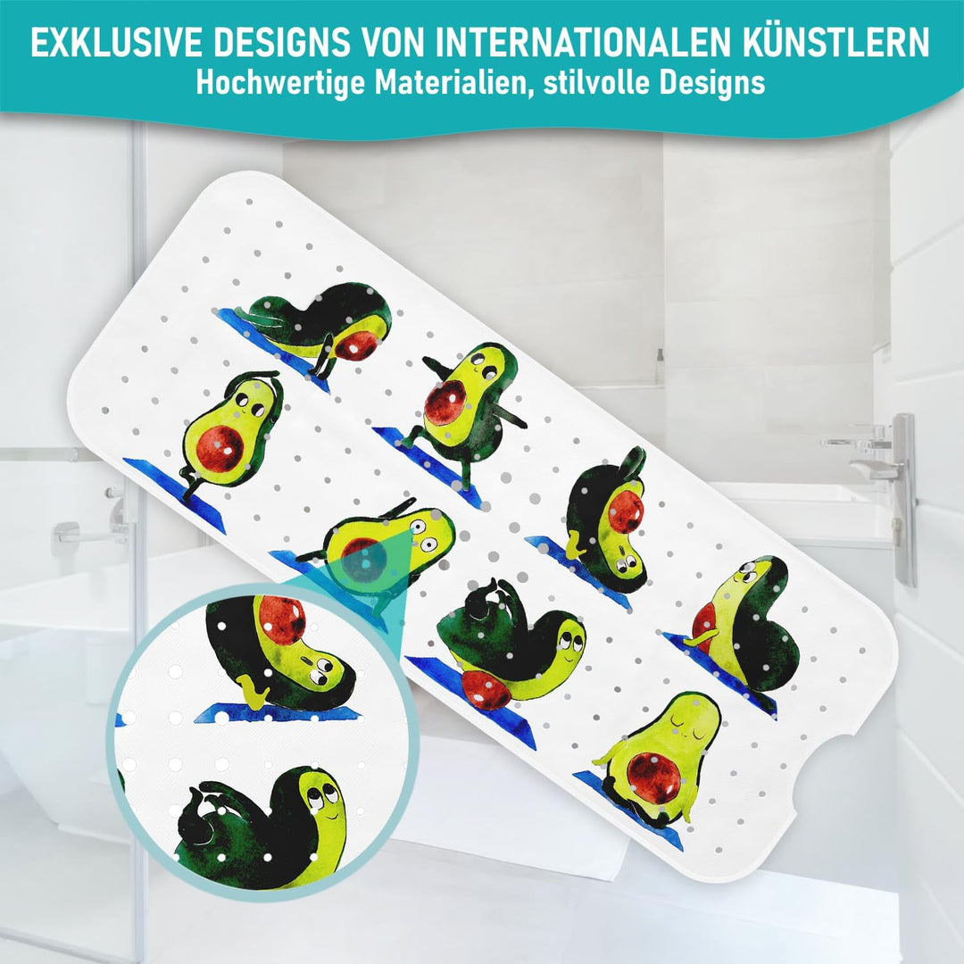 Badewannenmatte 100x40 cm Avocado | Badematte rutschfest | Inkl. Aufhängung | Schimmelresistent | Ma