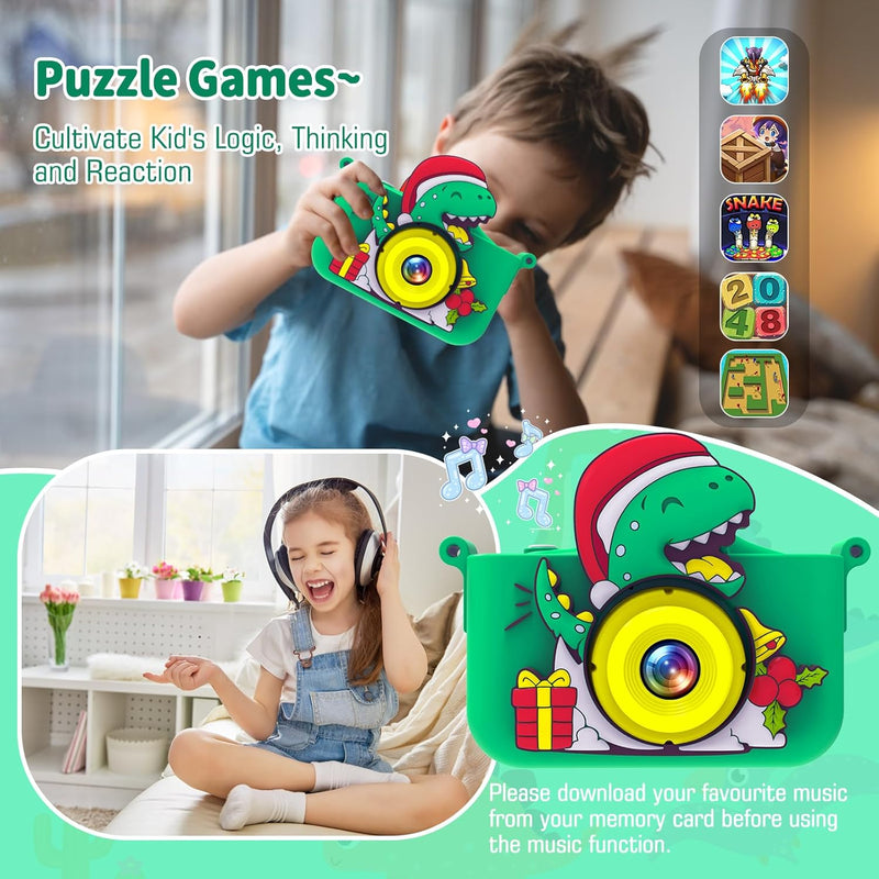 MYSTILUCK Kinderkamera, 1080P HD Digitalkamera für Kinder mit 2,0"-Bildschirm & 32GB-Karte, Fotoappa