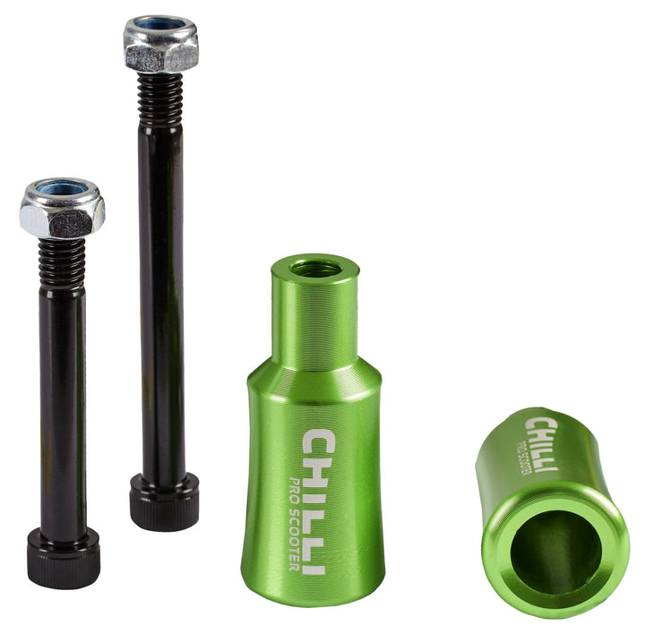 Chilli Scooter Pegs Barrel 2tlg. in der Farbe Grün, aus Aluminium gefertigt, C-1033-GN