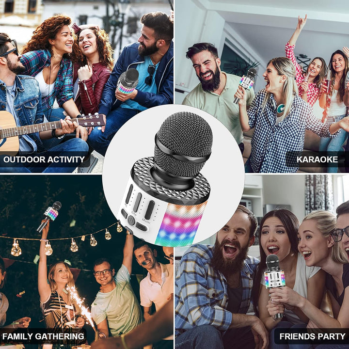 Karaoke Mikrofon, LED Drahtloses Bluetooth zum Singen mit Lautsprecher, Spielzeug Kinder, Heim KTV M