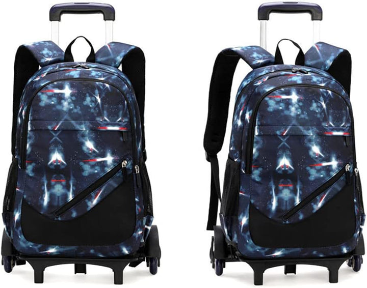 Trolley Rucksäcke Rollen Rucksack Schulranzen mit 6 Rädern Kinder Schulrucksack Reisen für Mädchen J