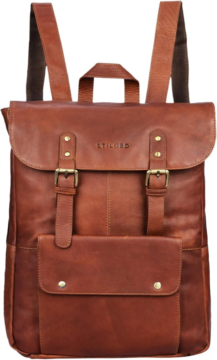 STILORD 'Manila' Vintage Leder Rucksack Damen Herren XL Lederrucksack DIN A4 braune Rucksackhandtasc