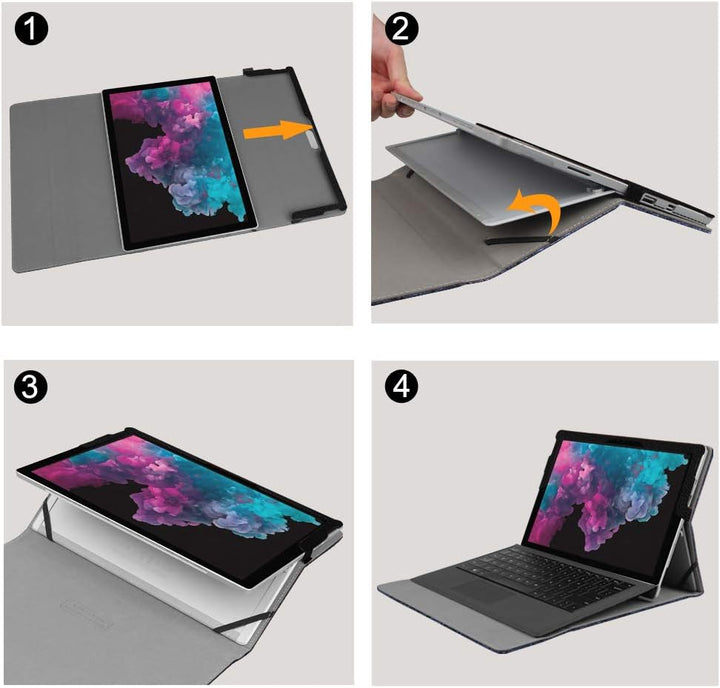 FINTIE Hülle für Microsoft Surface Pro 7+/ 7/6/ 5/4/ 3 Tablet 12.3 Zoll - Multi-Sichtwinkel Hochwert