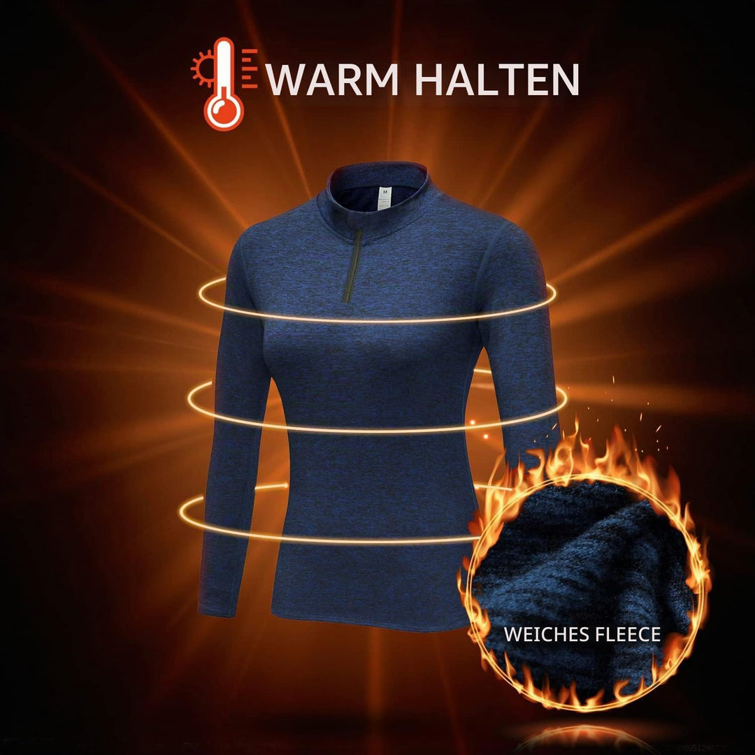 WOWENY Fleecepullover Damen 1/4 Zip Funktionsshirt Fleece warm Laufshirt Langarm mit Stehkragen, Atm