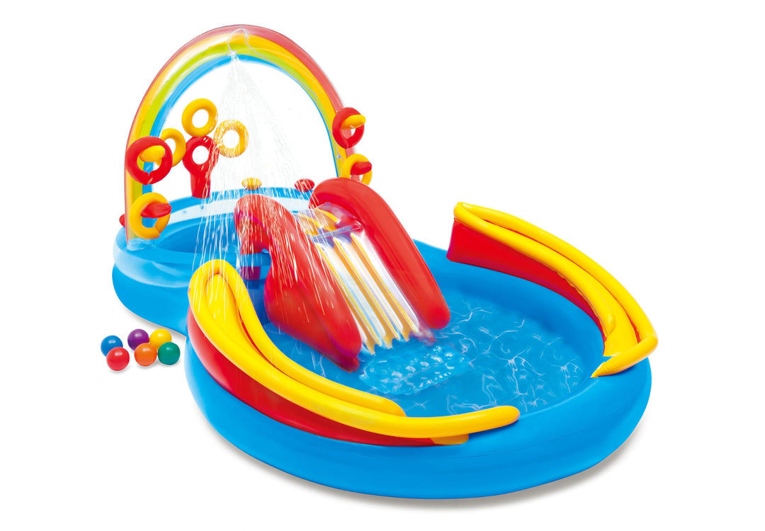Intex Rainbow Ring Play Center - Kinder Aufstellpool - Planschbecken - 297 x 193 x 135 cm - Für 3+ J