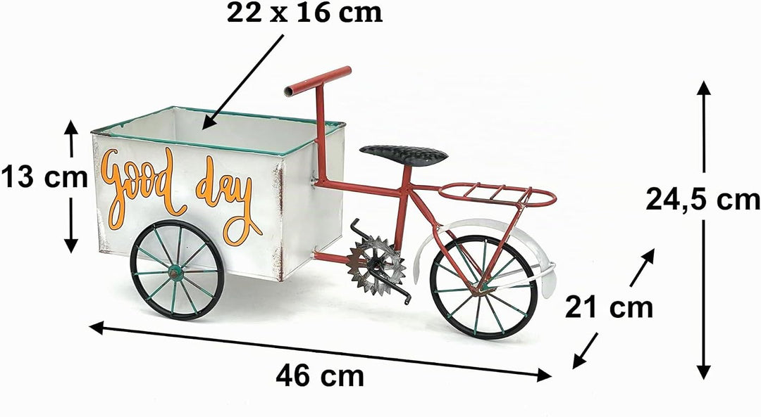 DanDiBo Blumenfahrrad für Garten Metall Stehend Fahrrad Weiss Rot 96529 Pflanzfahrrad Dekofahrrad Bl