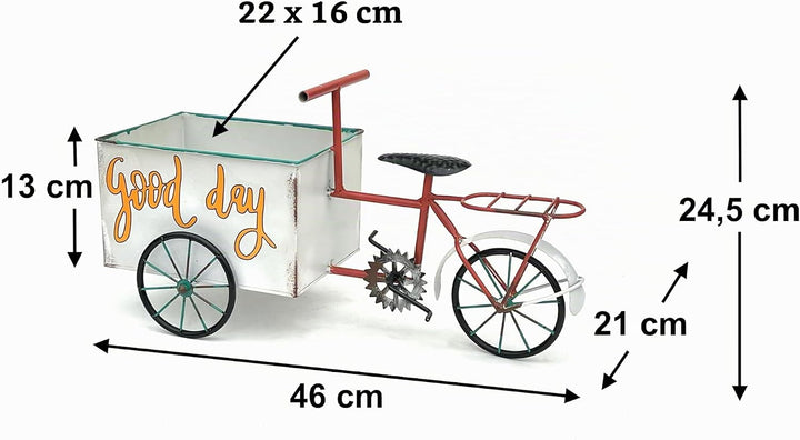 DanDiBo Blumenfahrrad für Garten Metall Stehend Fahrrad Weiss Rot 96529 Pflanzfahrrad Dekofahrrad Bl