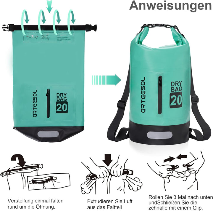 Dry Bag - 5L 10L 20L 30L Waterproof trockener Beutel/Sack wasserdichte Tasche mit Langem justierbare