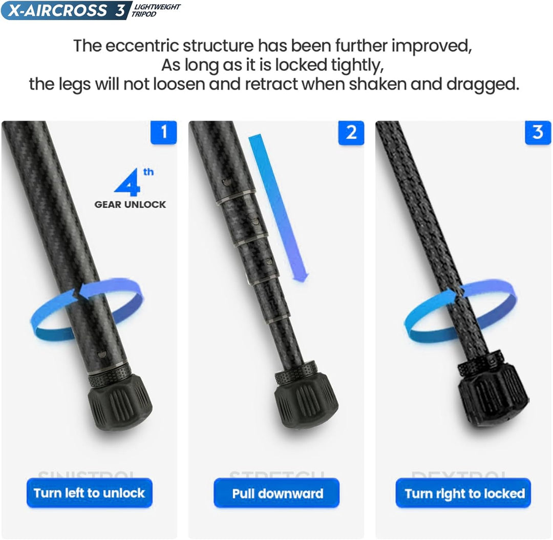 Fotopro Carbon Stativ 151 cm 360-Grad-Kugelkopf Schnellwechselplatte Leichtes Kamera Stativ für Reis