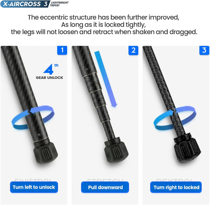 Fotopro Carbon Stativ 151 cm 360-Grad-Kugelkopf Schnellwechselplatte Leichtes Kamera Stativ für Reis