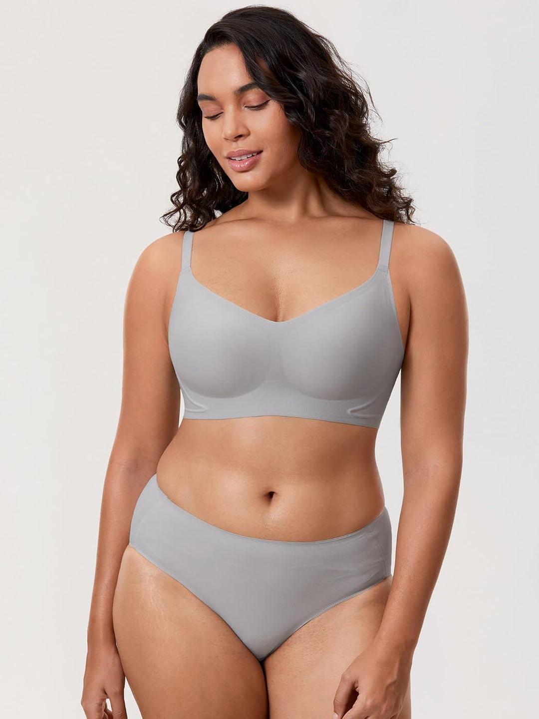 MELIWOO Damen Nahtloser BH ohne Bügel Invisible Gepolstert Entlastungs Bralette 80G Quantengrau, 80G