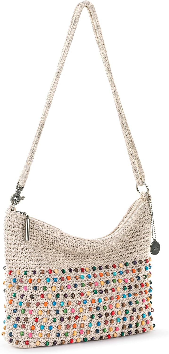 The Sak Lumi Handgehäkelte 3in1 Umhängetasche Einheitsgrösse Ecru Multi Beads, Einheitsgrösse Ecru M